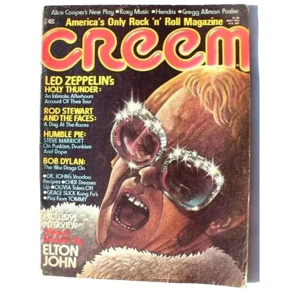 Vintage May 1975 Creem Magazine - Led Zeppelin / Elton John / Rod Stewart